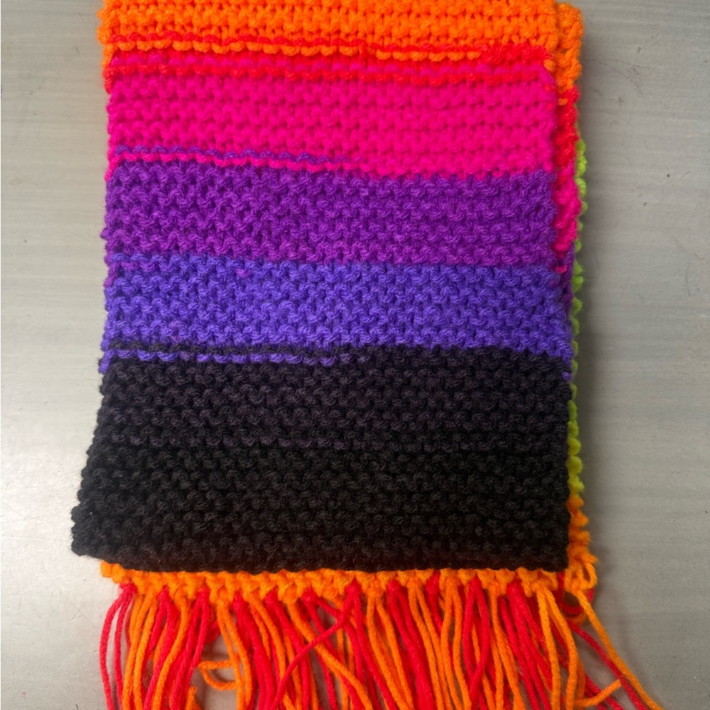 Handmade Colorful Knit Scarf 39”L x 7” W